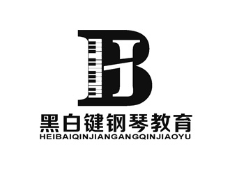 黑白鍵鋼琴教育logo設(shè)計