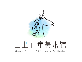 線條行動物品牌logo－丄上兒童美術(shù)館logo設計