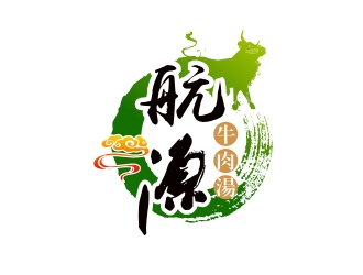 楊占斌的航源牛肉湯人物卡通標志設(shè)計logo設(shè)計