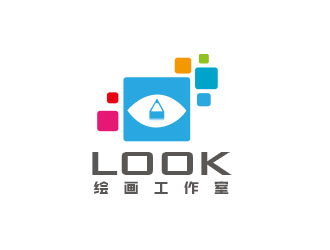 朱紅娟的look繪畫工作室logo設(shè)計